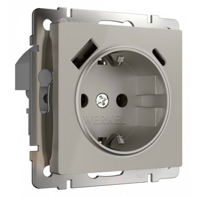 Розетка с заземлением и со шторкой и 2хUSB type A и C, без рамки Werkel дымчатый W1271704 WRK_a069465
