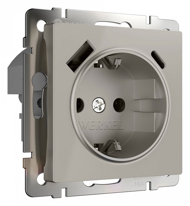 Фото Розетка с заземлением и со шторкой и 2хUSB type A и C, без рамки Werkel дымчатый W1271704 WRK_a069465 - интернет-магазин МегаТерем в Москве