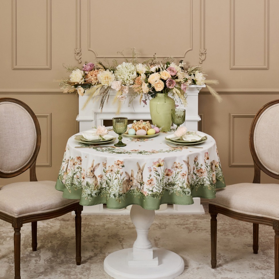 Фото Скатерть круглая sense 190см ,зеленый 100%хлопок, твил с пропиткой Lefard (850-753-22) - интернет-магазин МегаТерем в Москве