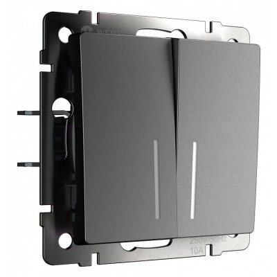 Выключатель проходной двухклавишный с подсветкой без рамки Werkel графит матовый W1122164 WRK_a063102