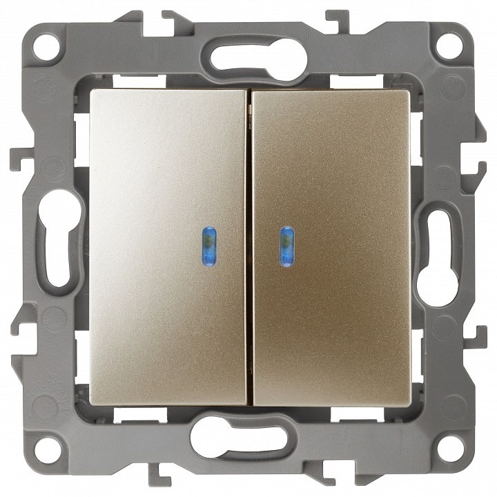 Фото Выключатель двухклавишный с подсветкой без рамки Эра Эра 12 12-1004-06 ER_B0014660 - интернет-магазин МегаТерем в Москве