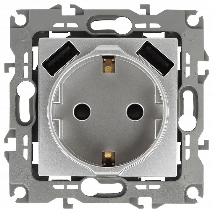 Фото Розетка с заземлением и со шторкой и 2хUSB, без рамки Эра Эра 12 12-4109-03 ER_B0047842 - интернет-магазин МегаТерем в Москве