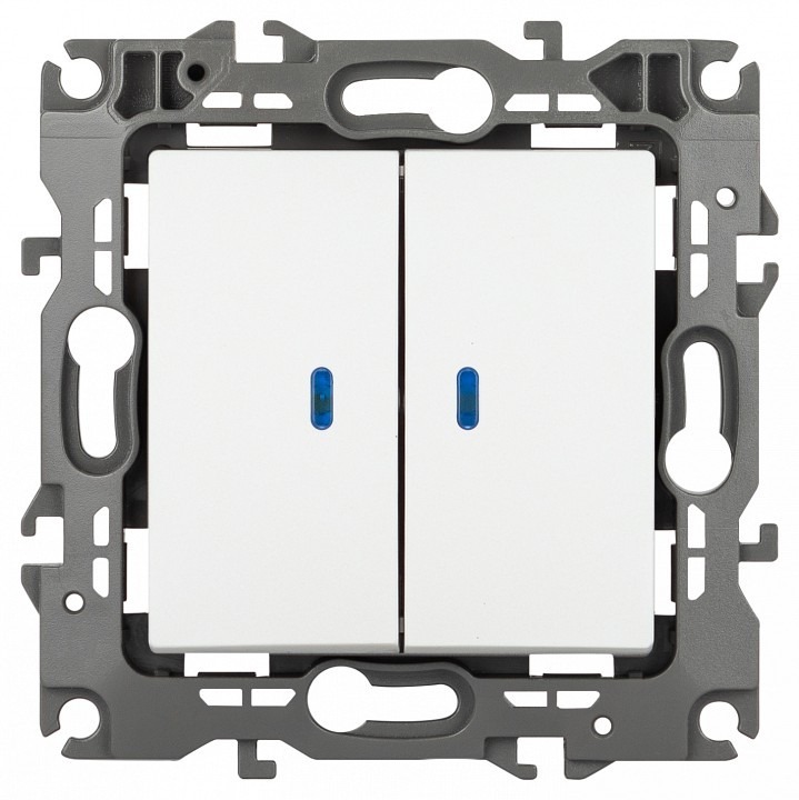 Фото Выключатель двухклавишный с подсветкой без рамки Эра Эра 12 12-1105-01М ER_B0065702 - интернет-магазин МегаТерем в Москве