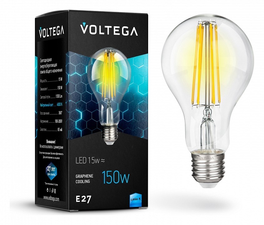 Фото Лампа светодиодная Voltega General purpose bulb E27 15Вт 4000K 7103 VLG_7103 - интернет-магазин МегаТерем в Москве