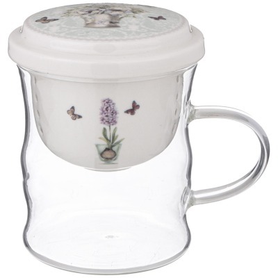 Кружка стеклянная с фарфоровым ситом lefard лориан 420 мл (87-321) 