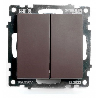 Выключатель двухклавишный без рамки Stekker Катрин 49019 FE_49019