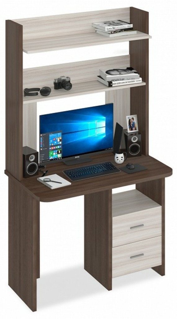 Фото Стол компьютерный Домино Lite СКЛ-Прям100Р+НКЛХ-100 MER_SKL-Pryam100R-NKLH-100-SHK-CH - интернет-магазин МегаТерем в Москве