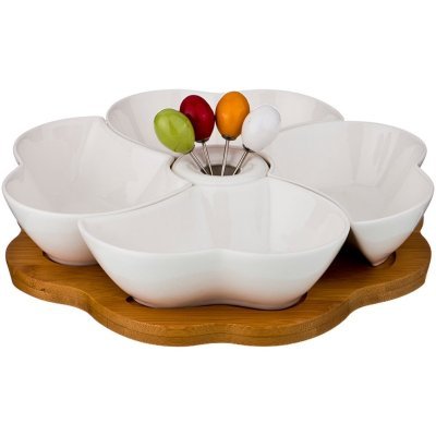 Менажница 4 секции lefard "native" 25*5,5 см, 4 вилочки (587-107) 