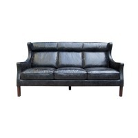 Диван S0001-3D/black, обивка кожа, ножки дерево, Black, ROOMERS FURNITURE