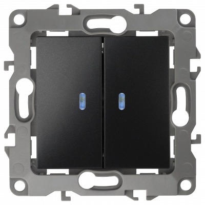 Выключатель двухклавишный с подсветкой без рамки Эра Эра 12 12-1004-06 ER_B0014661