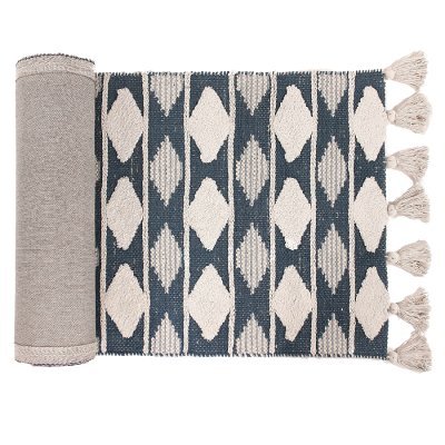 Ковер из хлопка синего цвета argyle из коллекции ethnic, 70х160 см (63174)