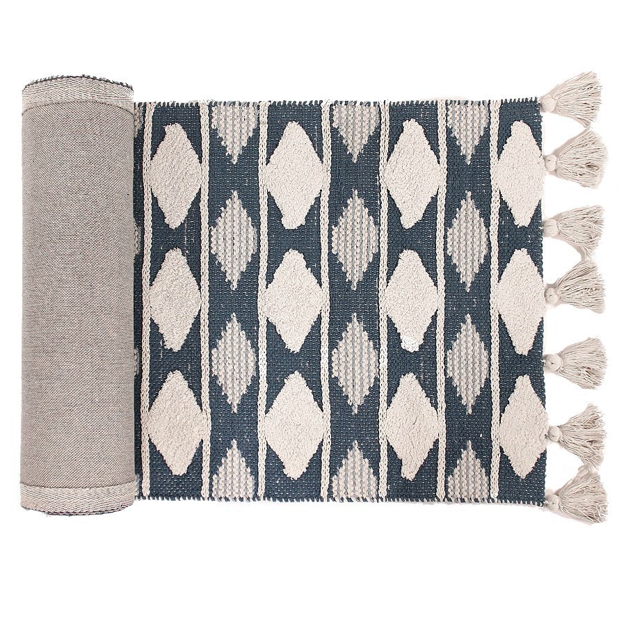 Фото Ковер из хлопка синего цвета argyle из коллекции ethnic, 70х160 см (63174) - интернет-магазин МегаТерем в Москве