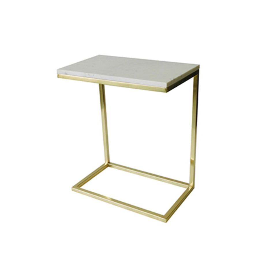 Фото Стол приставной E1598, сталь, мрамор, white, ROOMERS FURNITURE - интернет-магазин МегаТерем в Москве