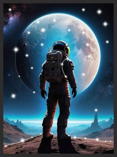 Фото Картина Лунный мечтатель с кристаллами Swarovski (3349) - интернет-магазин МегаТерем в Москве