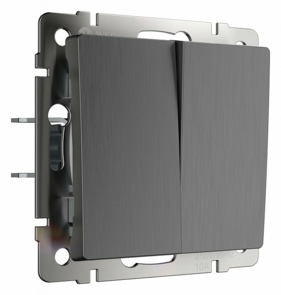 Фото Выключатель проходной двухклавишный без рамки Werkel графит рифленый W1122004 WRK_a050760 - интернет-магазин МегаТерем в Москве