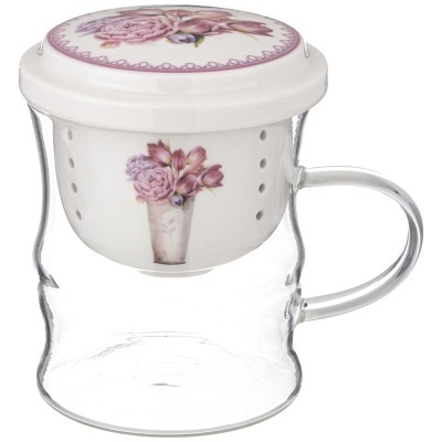 Кружка стеклянная с фарфоровым ситом lefard тюльпаны 420 мл (87-332) 