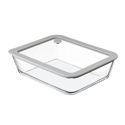 Контейнер для запекания и хранения стеклянный с вакуумным эффектом, 1,4 л, светло-серый (77791)