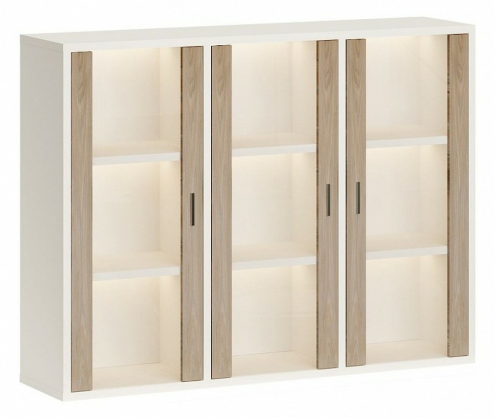 Фото Тумба-витрина Домино СУ(ш3в1)+3ФС MER_SUsh3v1-3FS-BEN-belyj-nelson - интернет-магазин МегаТерем в Москве