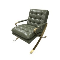 Кресло C0251-1D/B135#Green, Нержавеющая сталь, натуральная кожа, Green/gold, ROOMERS FURNITURE