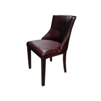 Стул DiningChairLupos, каркас дуб, обивка кожа, dark brown, ROOMERS FURNITURE