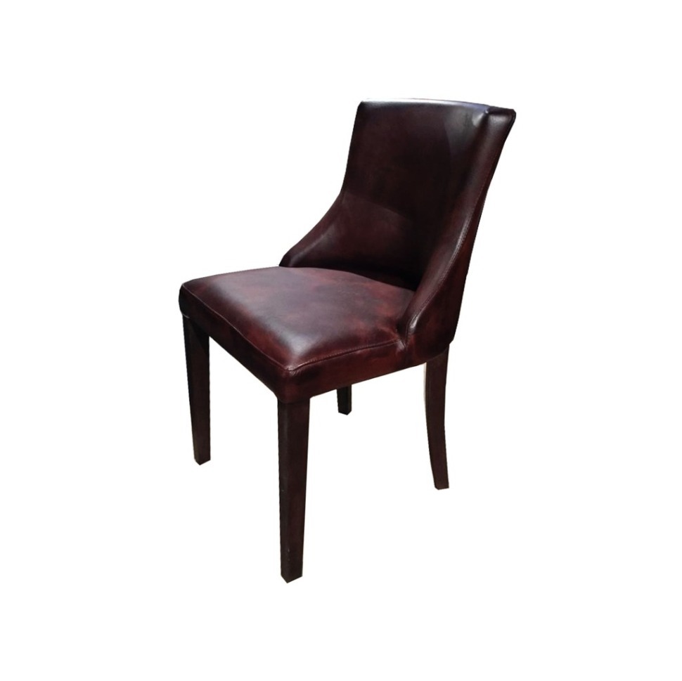 Фото Стул DiningChairLupos, каркас дуб, обивка кожа, dark brown, ROOMERS FURNITURE - интернет-магазин МегаТерем в Москве