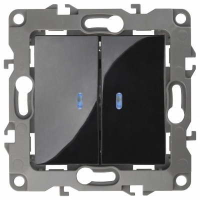 Выключатель двухклавишный с подсветкой без рамки Эра Эра 12 12-1004-06 ER_B0014662