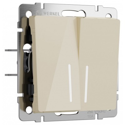 Выключатель двухклавишный с подсветкой без рамки Werkel айвори акрил W1120143 WRK_a064057