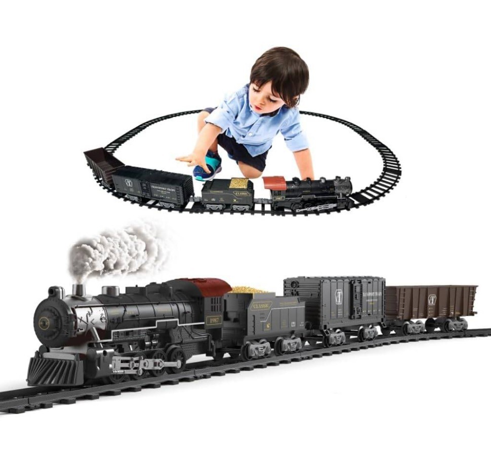 Фото Детская железная дорога Fenfa с паром, свет, звук (1613D) - интернет-магазин МегаТерем в Москве