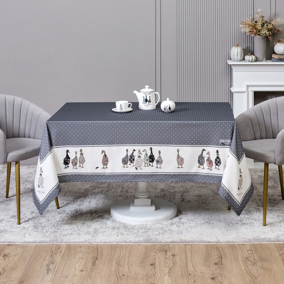 Фото Скатерть family farm 160х220см ,100% хлопок, графит , твил, пропитка (850-747-21)  - интернет-магазин МегаТерем в Москве