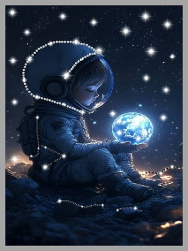 Фото Картина Звёздное дитя с кристаллами Swarovski (3350) - интернет-магазин МегаТерем в Москве