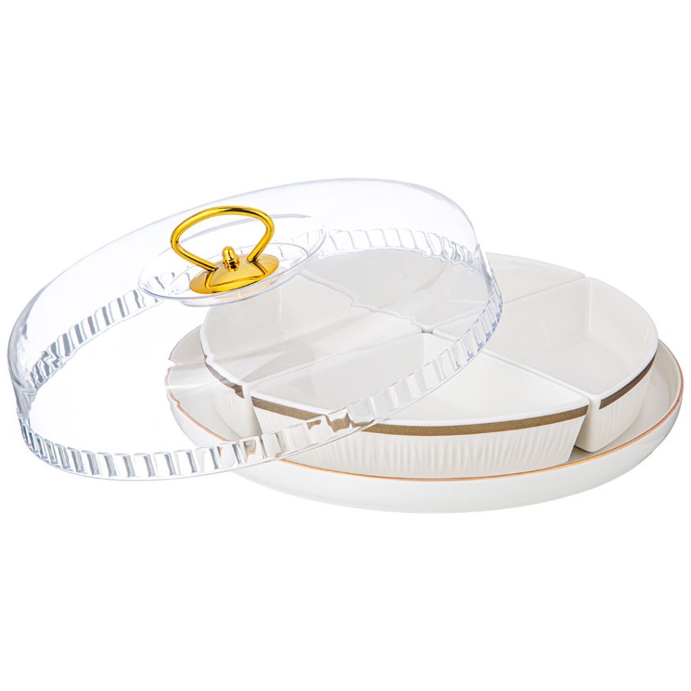 Фото Менажница lefard herbal 4 секции с пластик. крышкой на подставке (42-492)  - интернет-магазин МегаТерем в Москве