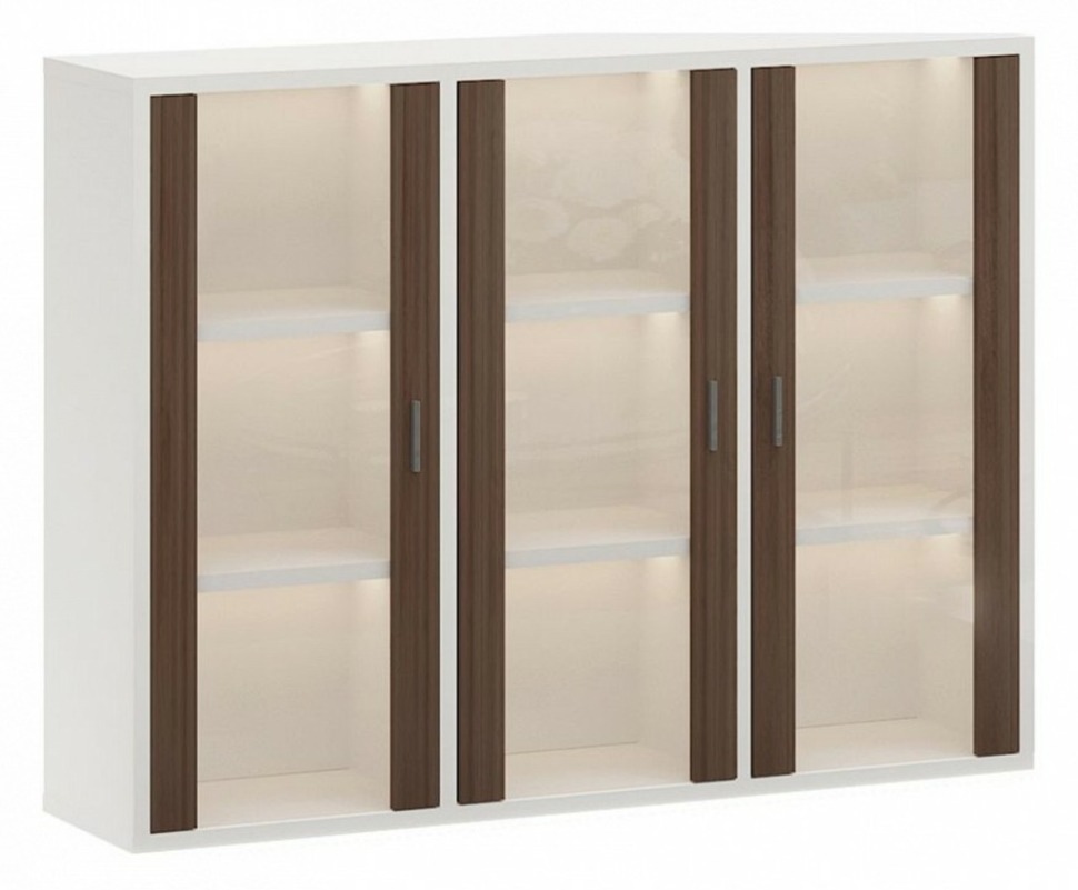 Фото Тумба-витрина Домино СУ(ш3в1)+3ФС MER_SUsh3v1-3FS-BESH-belyj-shamoni-CH - интернет-магазин МегаТерем в Москве