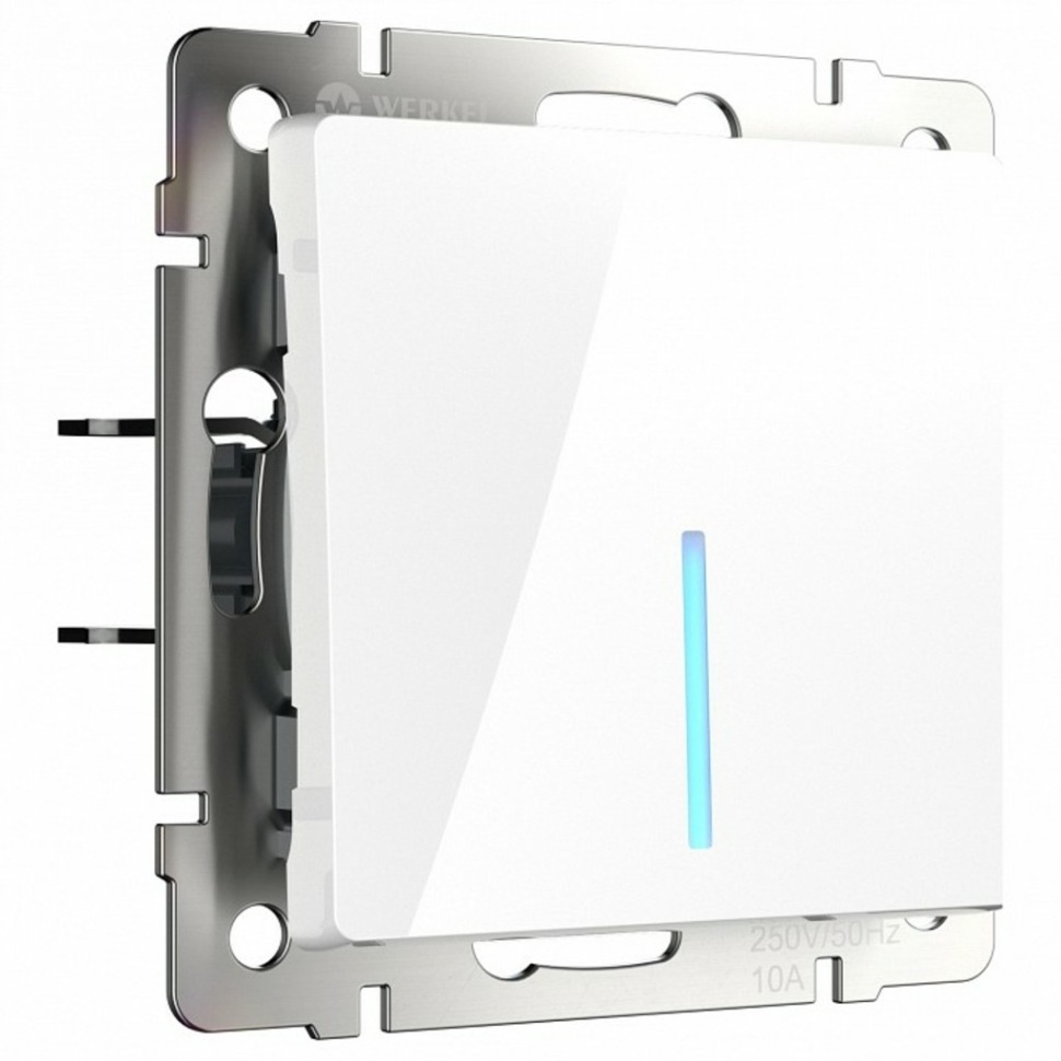 Фото Выключатель проходной одноклавишный с подсветкой без рамки Werkel белый W1112101 WRK_a051118 - интернет-магазин МегаТерем в Москве