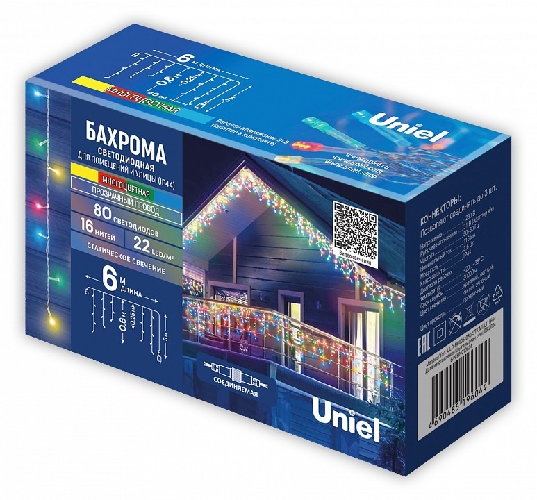 Фото Бахрома световая Uniel  UL-00012072 UL_UL-00012072 - интернет-магазин МегаТерем в Москве