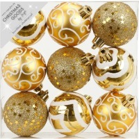 Набор ёлочных шаров INGE'S Christmas Decor 81074G001 d 6 см, золото (9 шт) (69774)