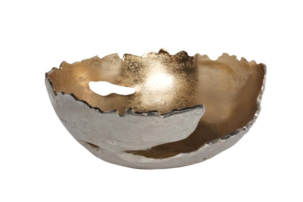 Фото Чаша металлическая золото/хром  32*29*13см (TT-00003531) - интернет-магазин МегаТерем в Москве