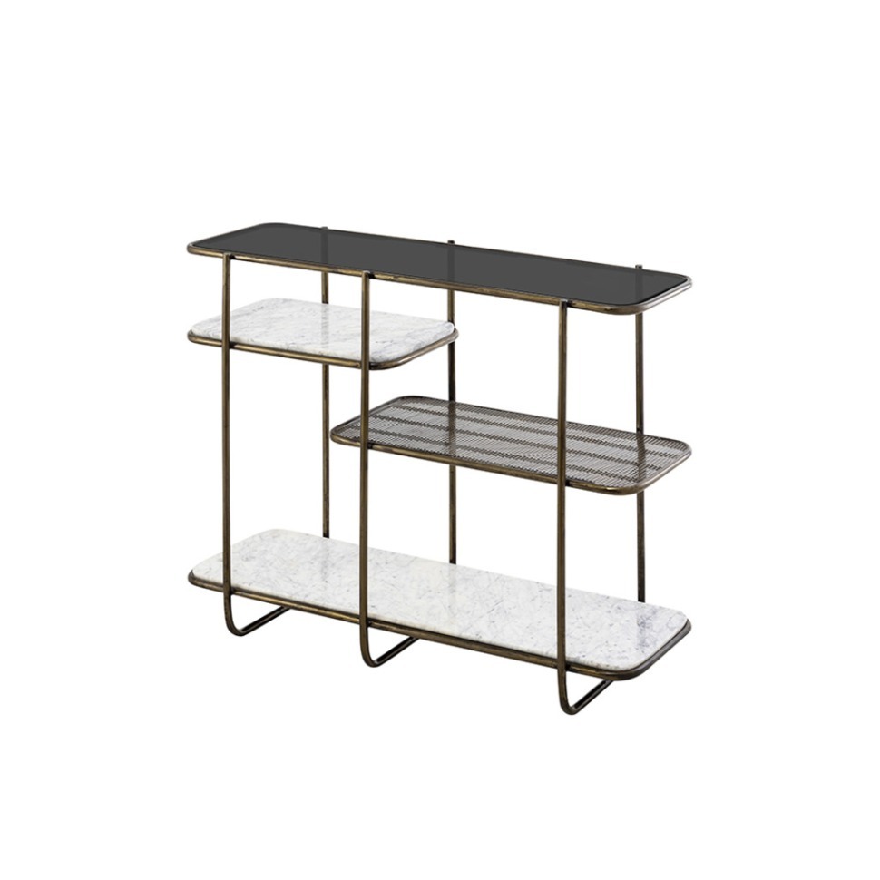 Фото Консоль 27024-101, мрамор,металл, стекло, brass antique, ROOMERS FURNITURE - интернет-магазин МегаТерем в Москве