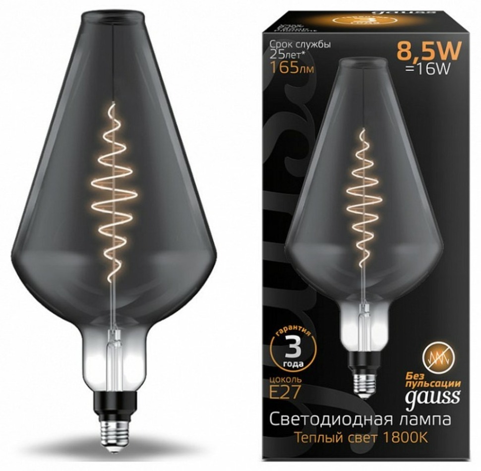 Фото Лампа светодиодная Gauss Oversize E27 8.5Вт 1800K 180802005 GA_180802005 - интернет-магазин МегаТерем в Москве