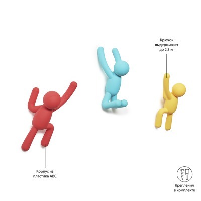 Набор крючков buddy, разноцветный, 3 шт. (44489)