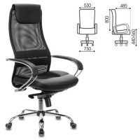 Кресло офисное BRABIX PREMIUM Stalker, хром, ткань-сетка/экокожа, черное, EX609PRO/532416 (96490)