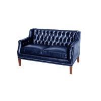 Диван 8829-2D/blueB#72, обивка кожа, ножки дерево, ROOMERS FURNITURE