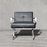 Кресло EC-011/YM2037, нержавеющая сталь, кожа, Black, ROOMERS FURNITURE