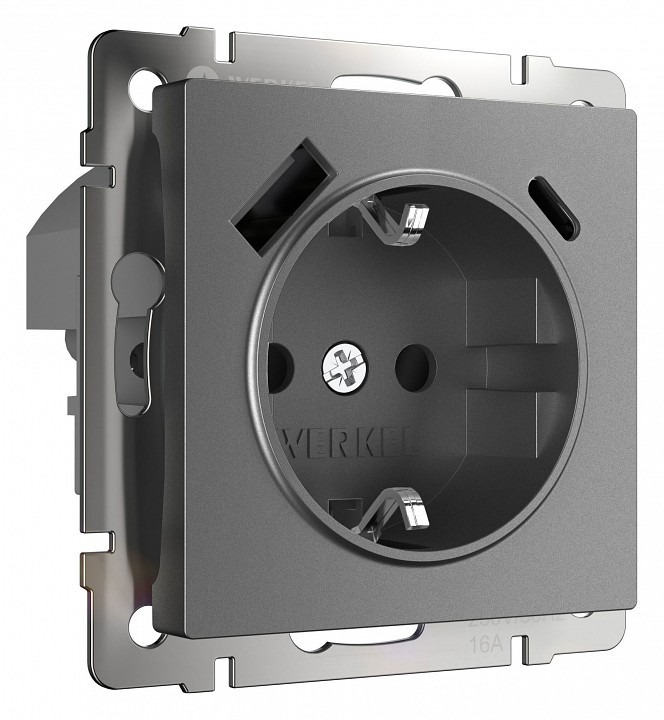 Фото Розетка с заземлением и со шторками и USB Werkel графит матовый W1171764 WRK_a063106 - интернет-магазин МегаТерем в Москве