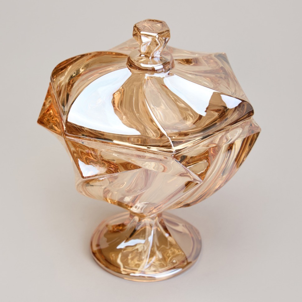 Фото Блюдо с крышкой на ножке bohema amber диаметр=17 см высота=15,5 см Lefard (195-227) - интернет-магазин МегаТерем в Москве