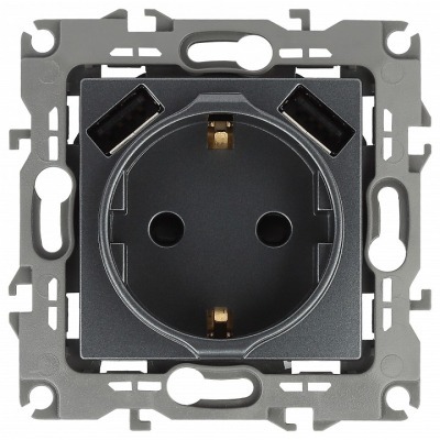 Розетка с заземлением и со шторкой и 2хUSB, без рамки Эра Эра 12 12-4109-12 ER_B0047846