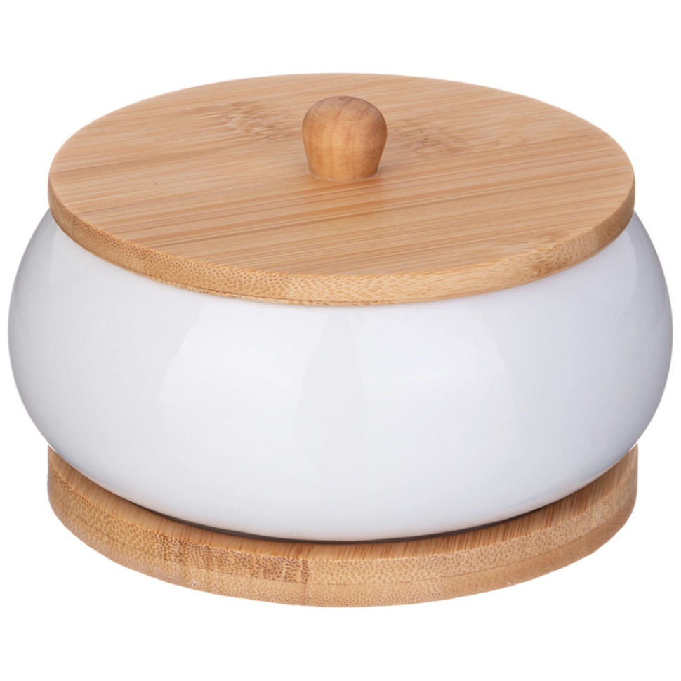 Фото Банка с дерев. крышкой lefard native 11,5*8  см на дерев. подставке (587-189)  - интернет-магазин МегаТерем в Москве