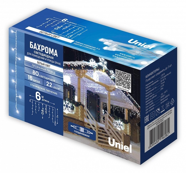 Фото Бахрома световая Uniel  UL-00012074 UL_UL-00012074 - интернет-магазин МегаТерем в Москве