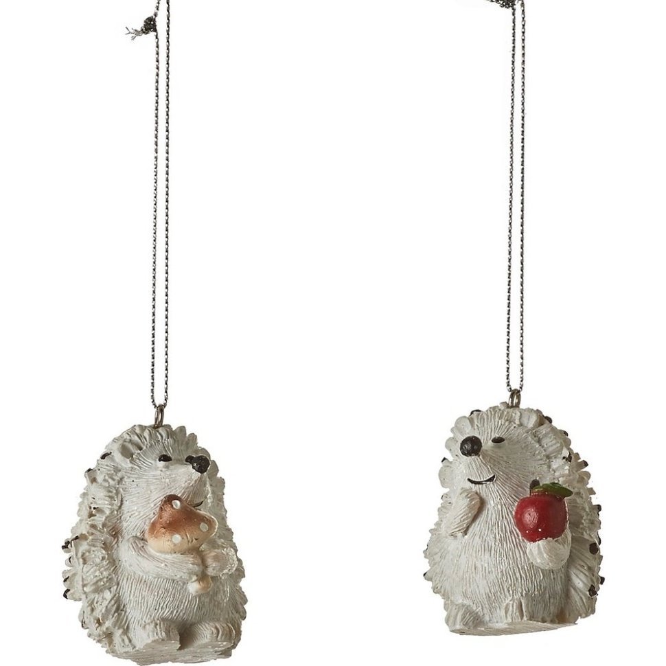 Фото Декор подвеска ёж белый в ассорт. 2 вида 4*4*5,5см 1049260 (83276)  - интернет-магазин МегаТерем в Москве