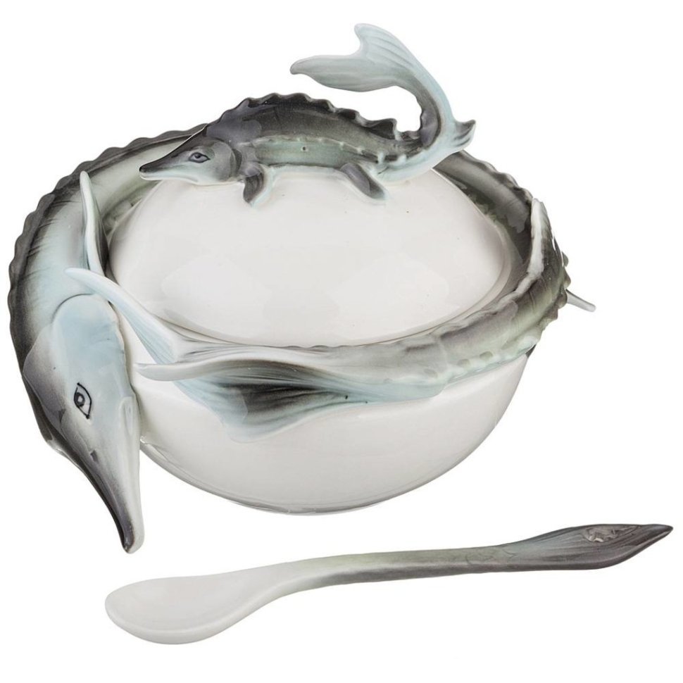 Фото Икорница lefard осётр 12,5*11 см, с ложечкой (58-270)  - интернет-магазин МегаТерем в Москве