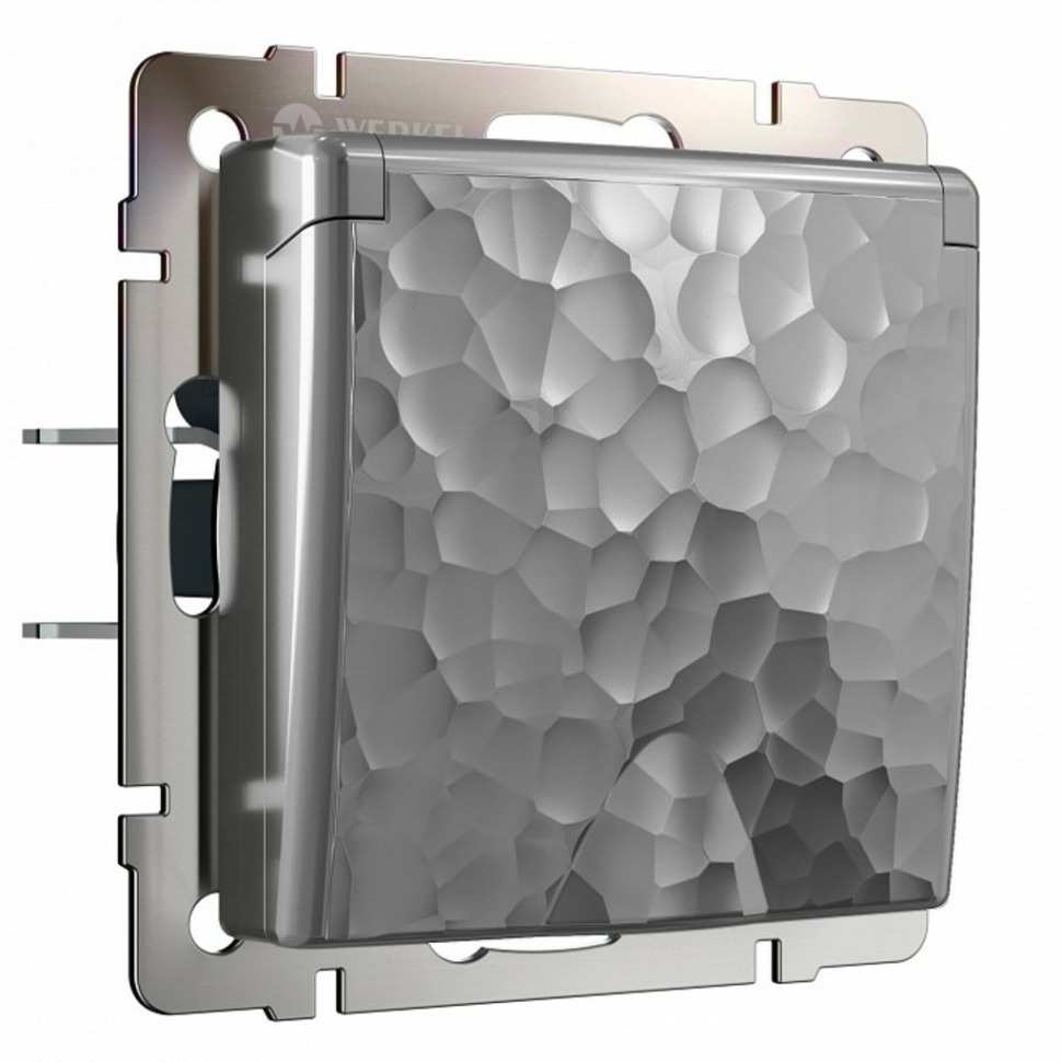 Фото Розетка влагозащищенная с заземлением и со шторками, без рамки Werkel Hammer серебряный W1271206 WRK_a052077 - интернет-магазин МегаТерем в Москве